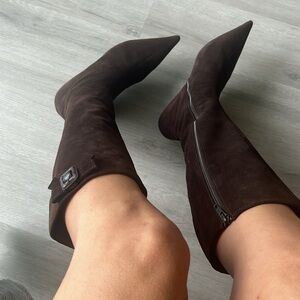 Miu Miu brown perfect condition knee high suede boots